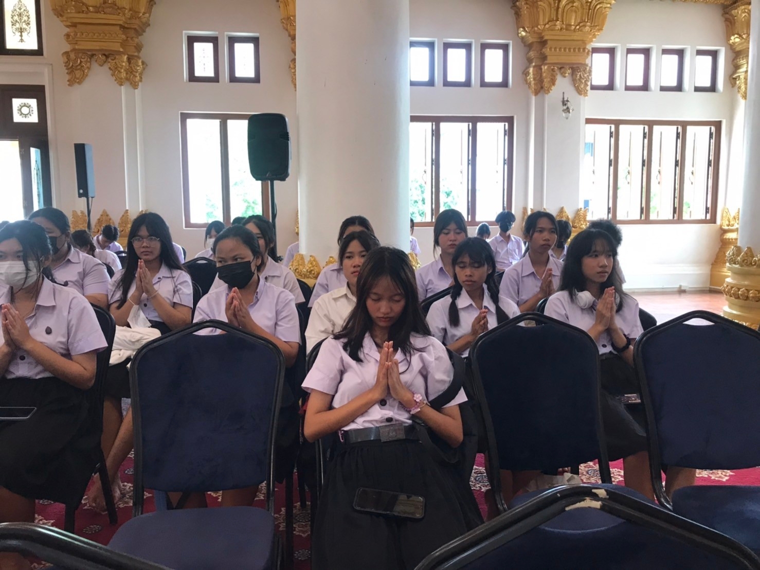 วิทยาลัยธาตุพนม ม.นครพนม ร่วมพิธีเจริญพระพุทธมนต์ ถวายพระพรชัยมงคลแด่สมเด็จพระเจ้าลูกเธอ เจ้าฟ้าพัชรกิติยาภา นเรนทิราเทพยวดี กรมหลวงราชสาริณีสิริพัชร มหาวัชรราชธิดา ณ วัดพระธาตุพนม วรมหาวิหาร อำเภอธาตุพนม จังหวัดนครพนม