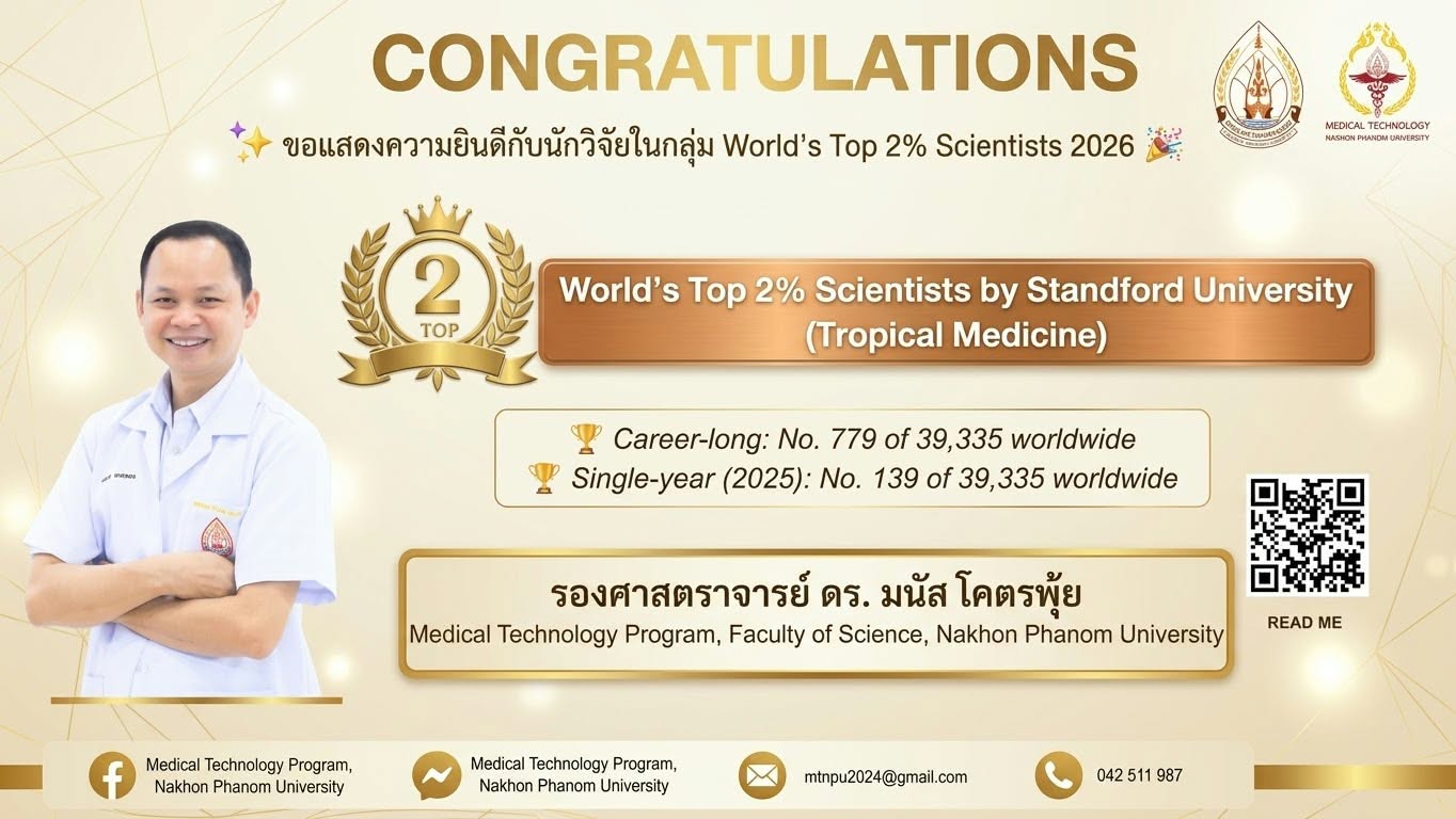 NPU’s Assoc. Prof. Dr. Manas Kotepui Named Among World’s Top 2% Scientists